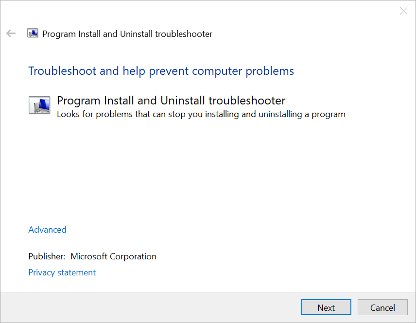 Используйте программу «Microsoft Program Install and Uninstall Troubleshooter».